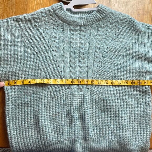 Sonoma NWOT Teal Cable Knit Oversized Recycled Pullover Crewneck Sweater Sz L - Picture 9 of 9